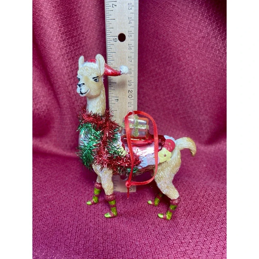 Robert Stanley Hand Blown Glass Fancy Llama Alpaca Christmas Ornament